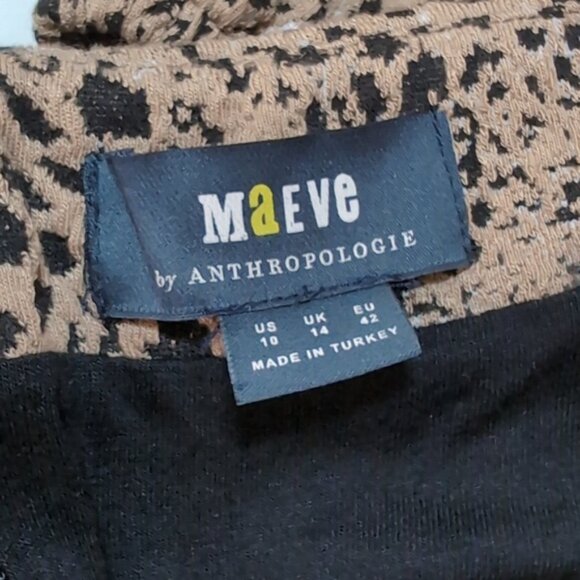 Maeve Anthropologie Leopard Print Dress Open Tie Back Puff Sleeve Ruffle Flounce - Picture 13 of 15